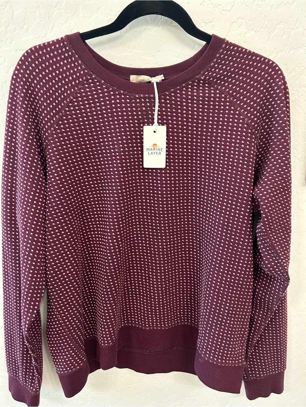 Marine Layer Daisy Textired Raglan sweater in Fig L NWT